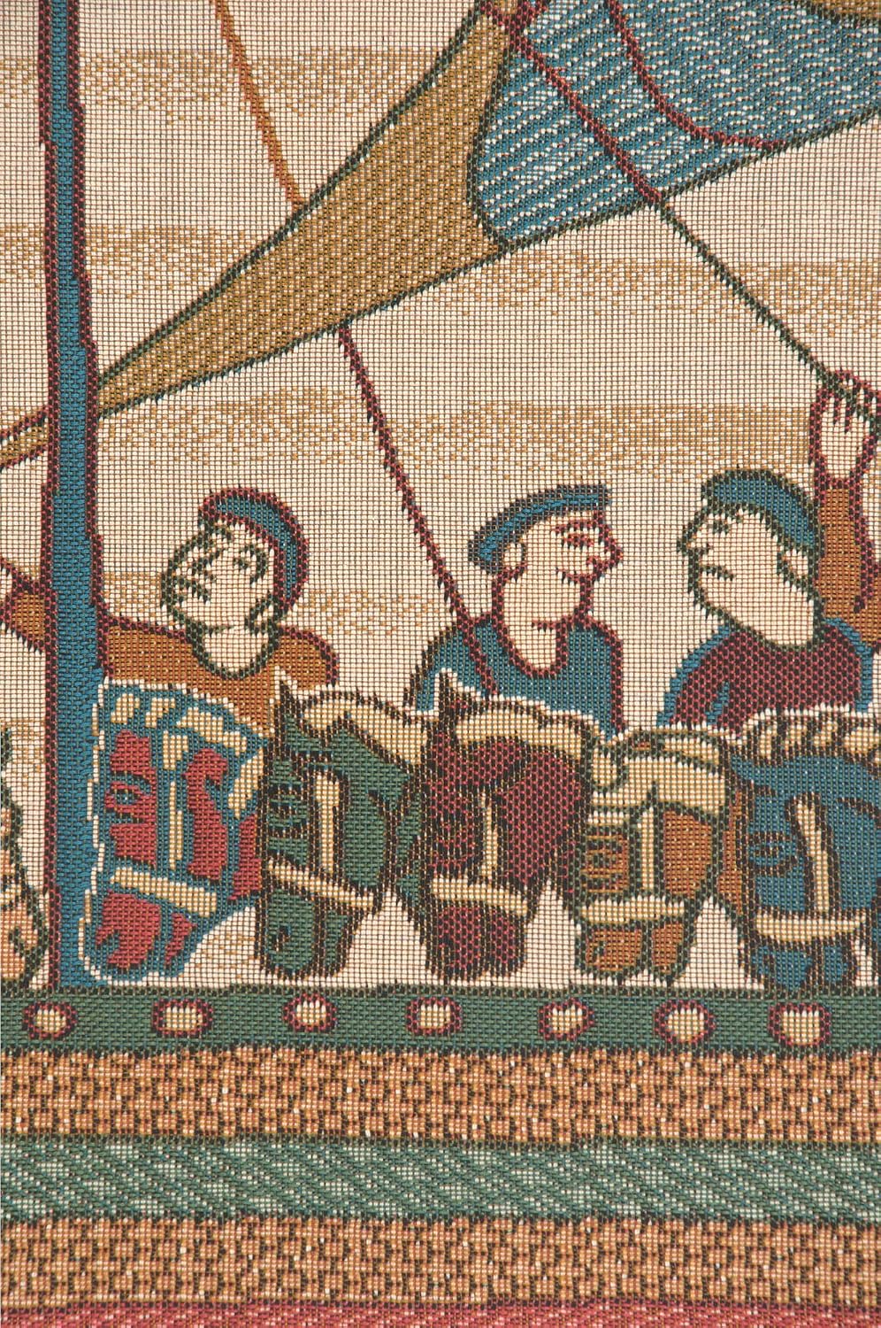 Charlotte Home Furnishings Inc. Duke William’s Ship No Border French Tapestry Wall Hanging, 28 X 29 Inch, Viscose Cotton And Polyester Blend Wall Art, Perfect For Home Decor And Wall Decor