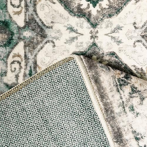 Miniatura 5 de Alfombra lavable para sala de estar, alfombra grande de 6 x 9 pies, envejecida, oriental, antideslizante, no desprende pelusa, para comedor, cocina