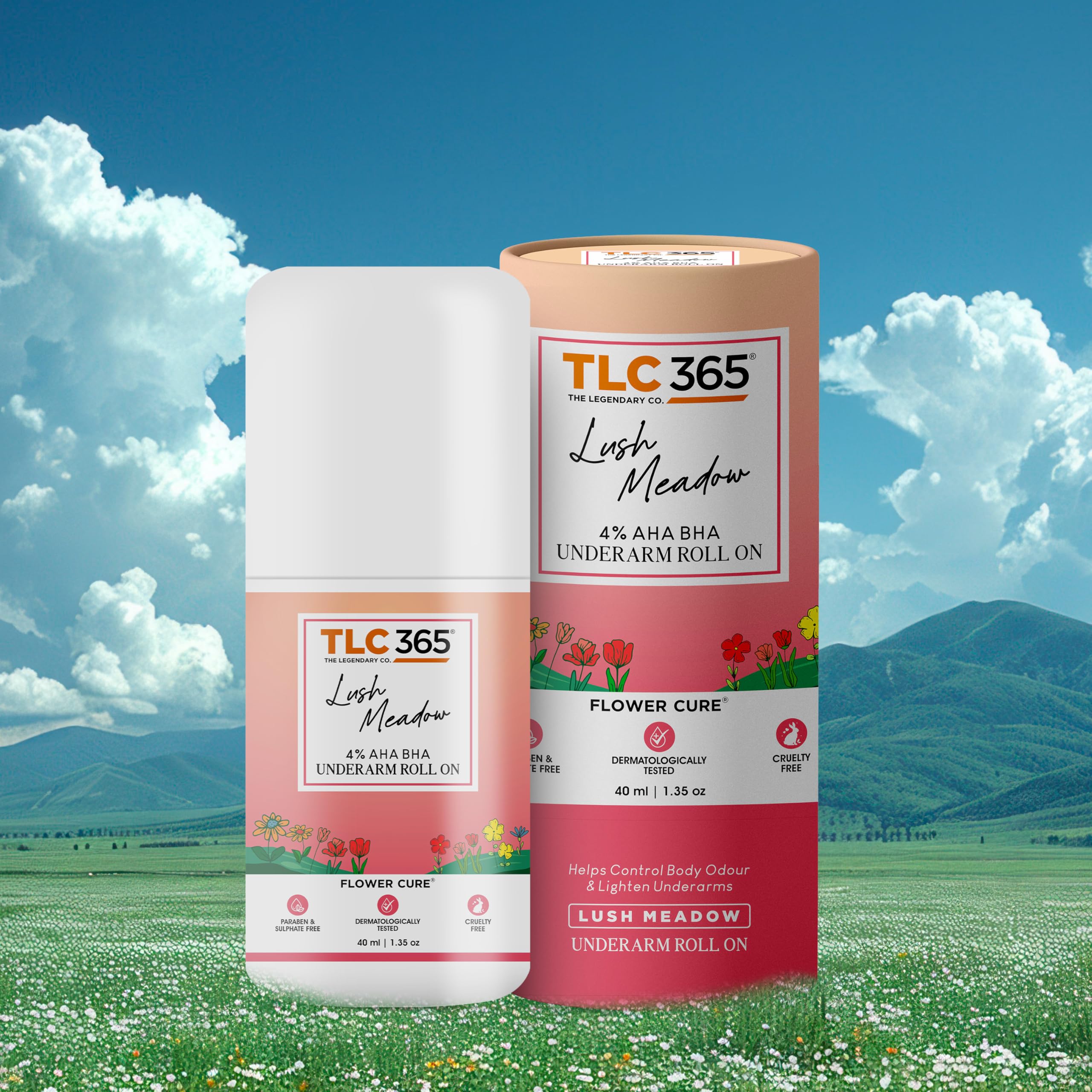 TLC365 Lush Meadow Underarm Roll On | 4% AHA BHA for Even Tone Skin