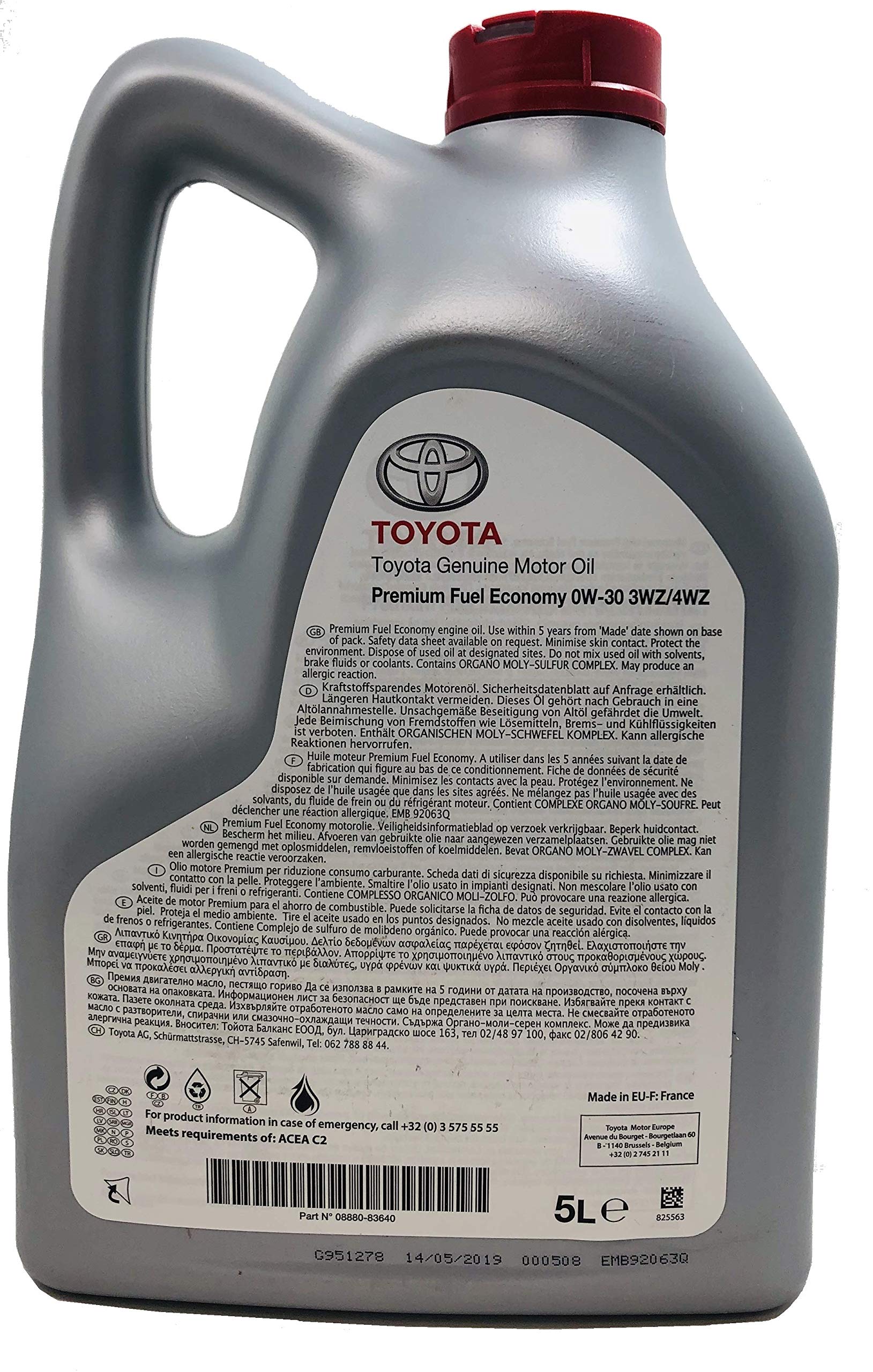 Aceite Original - T o y o t a Premium Fuel Economy 0W-30 3WZ/4WZ, 5 litros