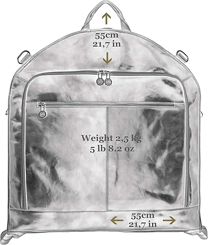 Vista 6 de Time Resistance Bolsa de ropa de cuero Traje Duffel Slim Maleta de mano Vestido Bolsa de protección Marrón