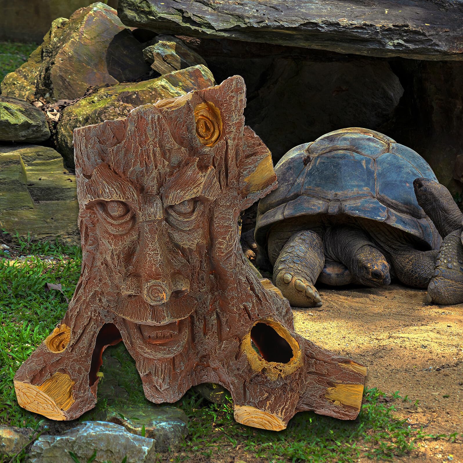 VICASKY Cachette en Résine pour Reptiles de Trou d'arbre, Réduit la Lumière du Jour, Décor Sécurisé pour Terrariums d'animaux Rampants