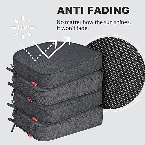 Miniatura 3 de Pcinfuns Cojines de espuma viscoelástica para interiores y exteriores, grueso de 17 x 16 x 3 pulgadas, cojín reversible resistente al agua con