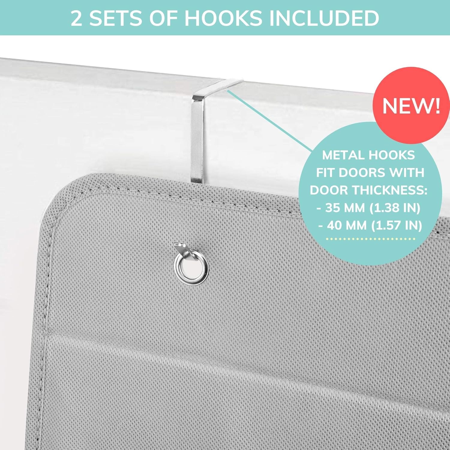 91asudp-ofL._AC_SL1500_ Vesta Baby Over Door Hanging Organiser with Hooks - Unisex Space Saving 4 Pocket Storage for Bathroom, Children's Room, Nursery - Clear Window Caddy Hanger - 2 Small Items Utility Pockets