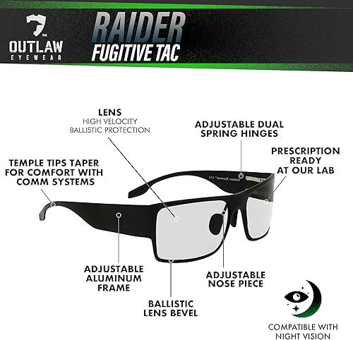 Miniatura 2 de OutLaw Eyewear Raider TAC - Gafas de sol tácticas para hombres y mujeres