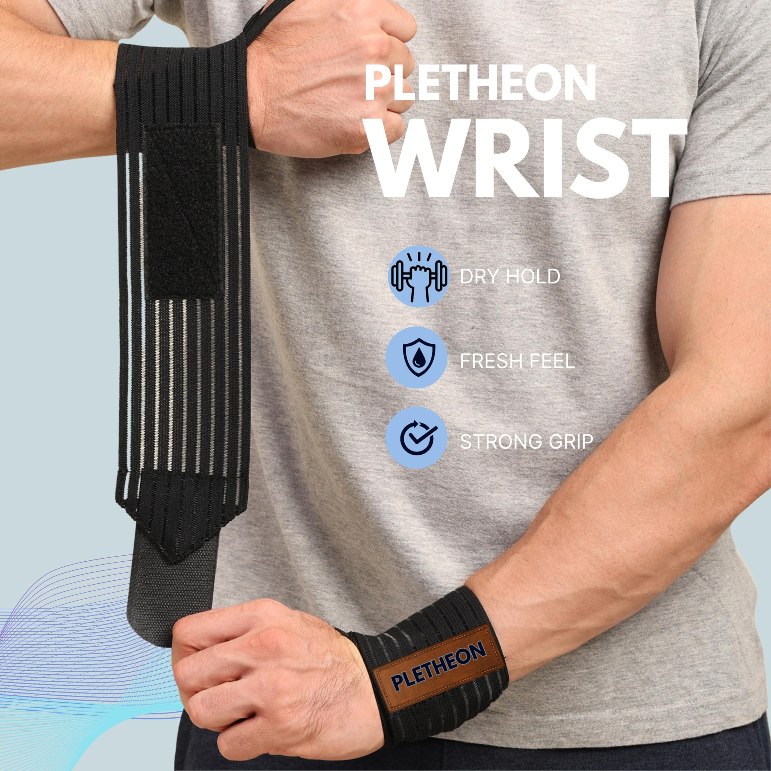 PLETHEON Wrist Support Band for Gym, Workout & Weightlifting | Adjustable Wrist Strap for Men & Women | Pain Relief & Wrist Stability for Fitness & Sports (VENTILATED BLACK) 2