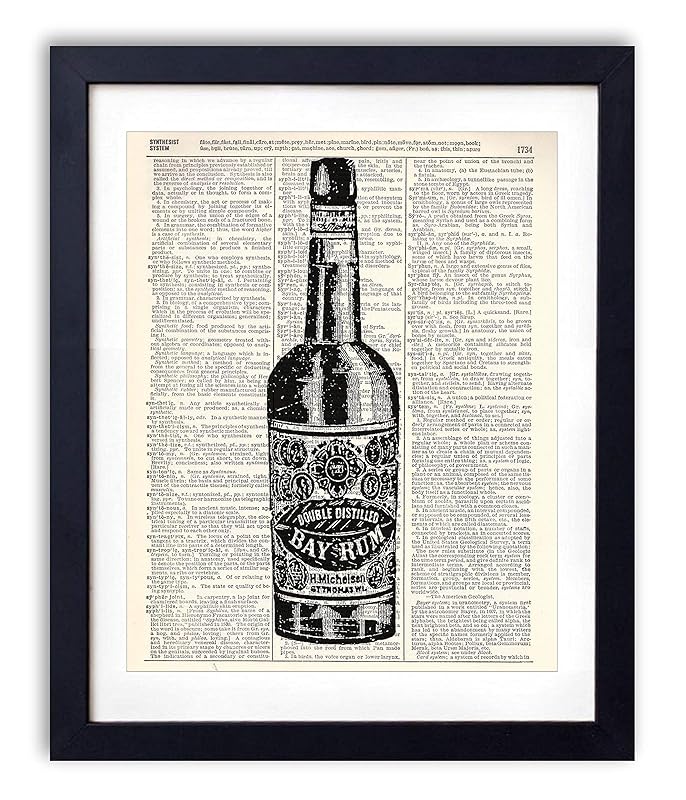 Vintage Rum Bottle Illustration Vintage Dictionary Art