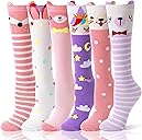 MOGGEI 6 Pairs Kids Girls Knee High Socks Gift Long Crazy Silly Tall Funny Boot Cute Animal Child Fun Socks