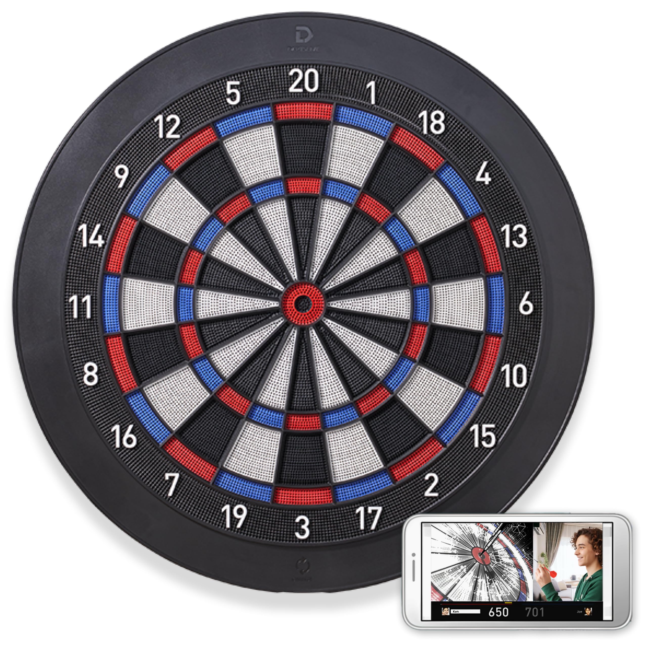 DARTSLIVE Home Electronic Dartboard, Bluetooth Compatible with Online Play, for Soft Tip Darts, 15.5 Inch Diameter Regulation Size Dartboard for Indoor Play, Black