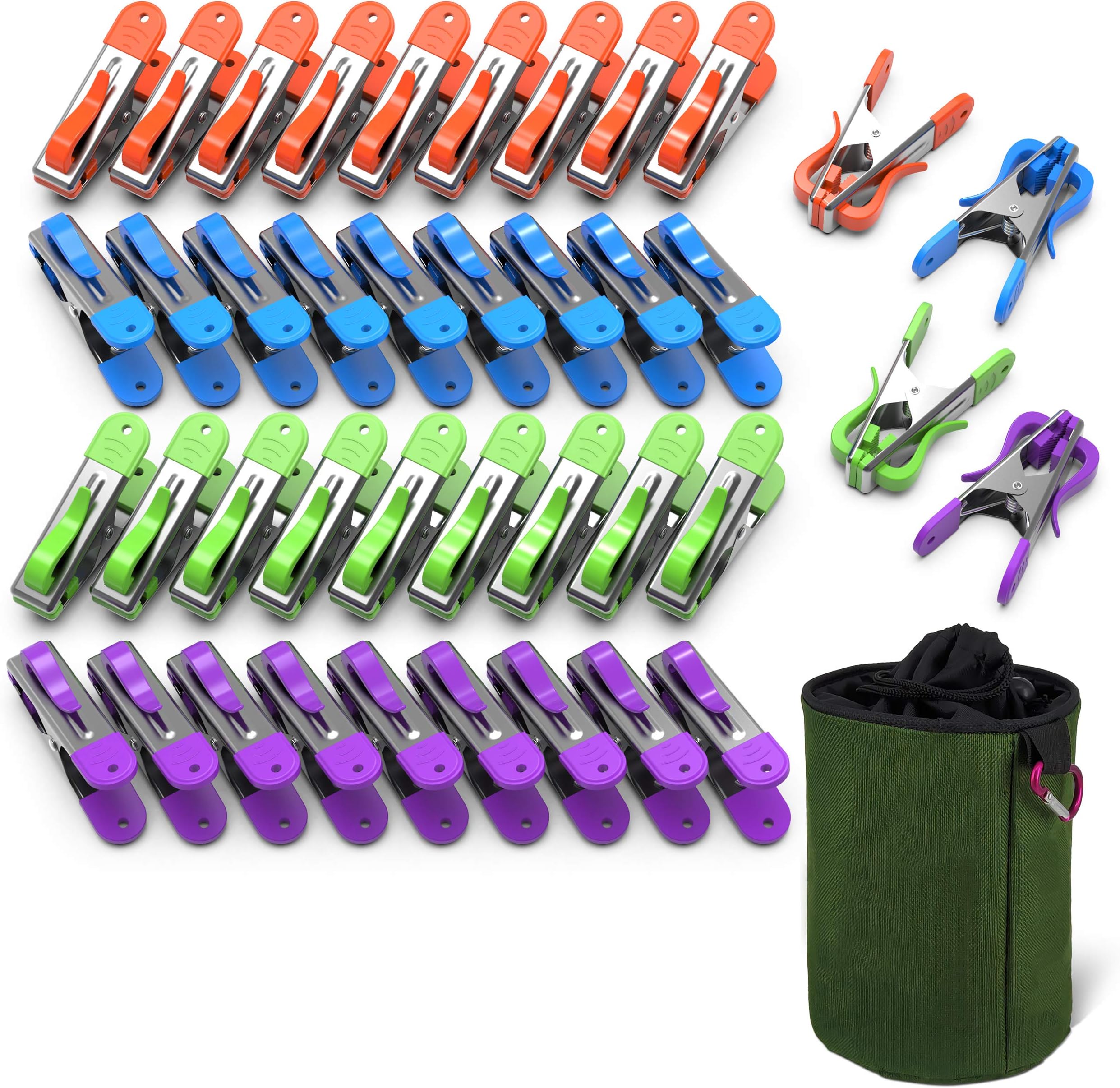 LOYONAL Metal Clothes Pegs For Washing Line Strong 40 Stainless Steel