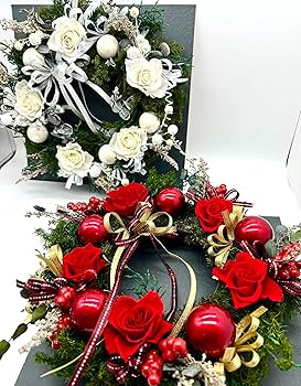 ホワイトローズと小花と白葡萄のキラキラ豪華大リース♪♪☆* ホワイトローズのフラワーリース - カントリーマム オンライン