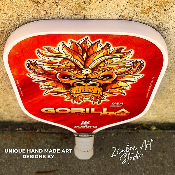 ZCEBRA Pickleball Paddle Graphite – Raquette en Fibre de Carbone renforcé 16 mm d'épaisseur de Panneau d'abeille en polypropylène Texture Rugueuse – Set Housse en néoprène – Gorilla Pro Orange - 5