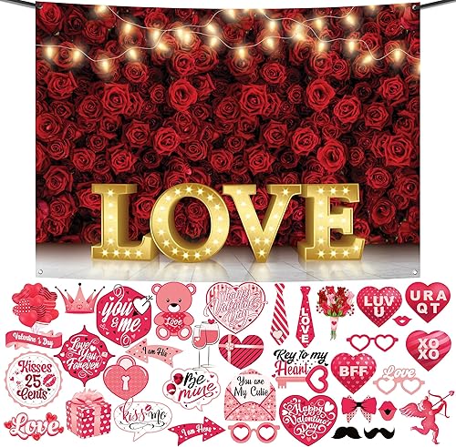 KatchOn, Cartel de amor para el día de San Valentín, extragrande, 84 x 60 pulgadas, accesorios de fotos de San Valentín rosados, enormes, paquete de