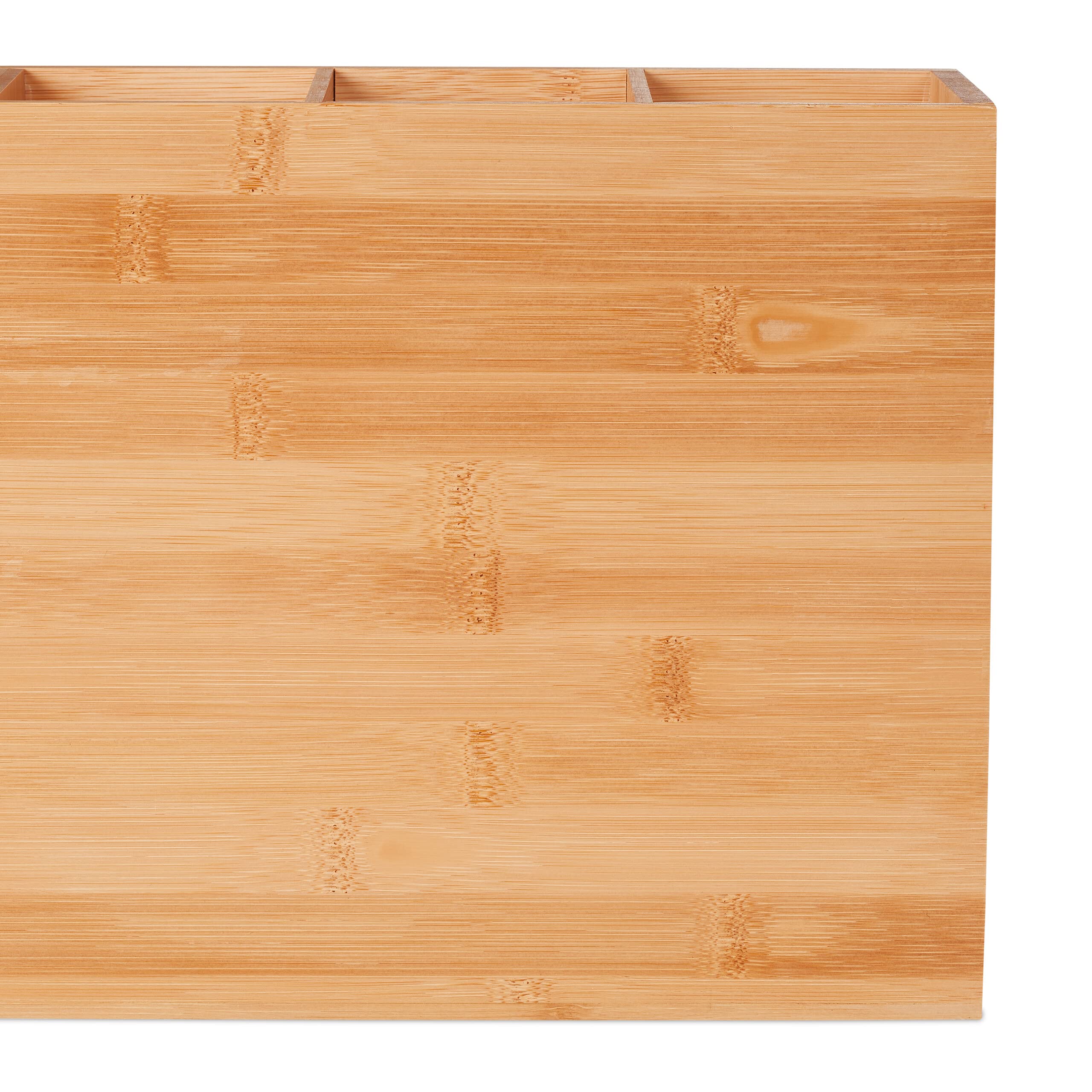 Relaxdays Organiseur Accessoires café, 6 Compartiments, Bambou, H x L x P : 29,5 x 34,5 x 17 cm, Distributeur, Nature