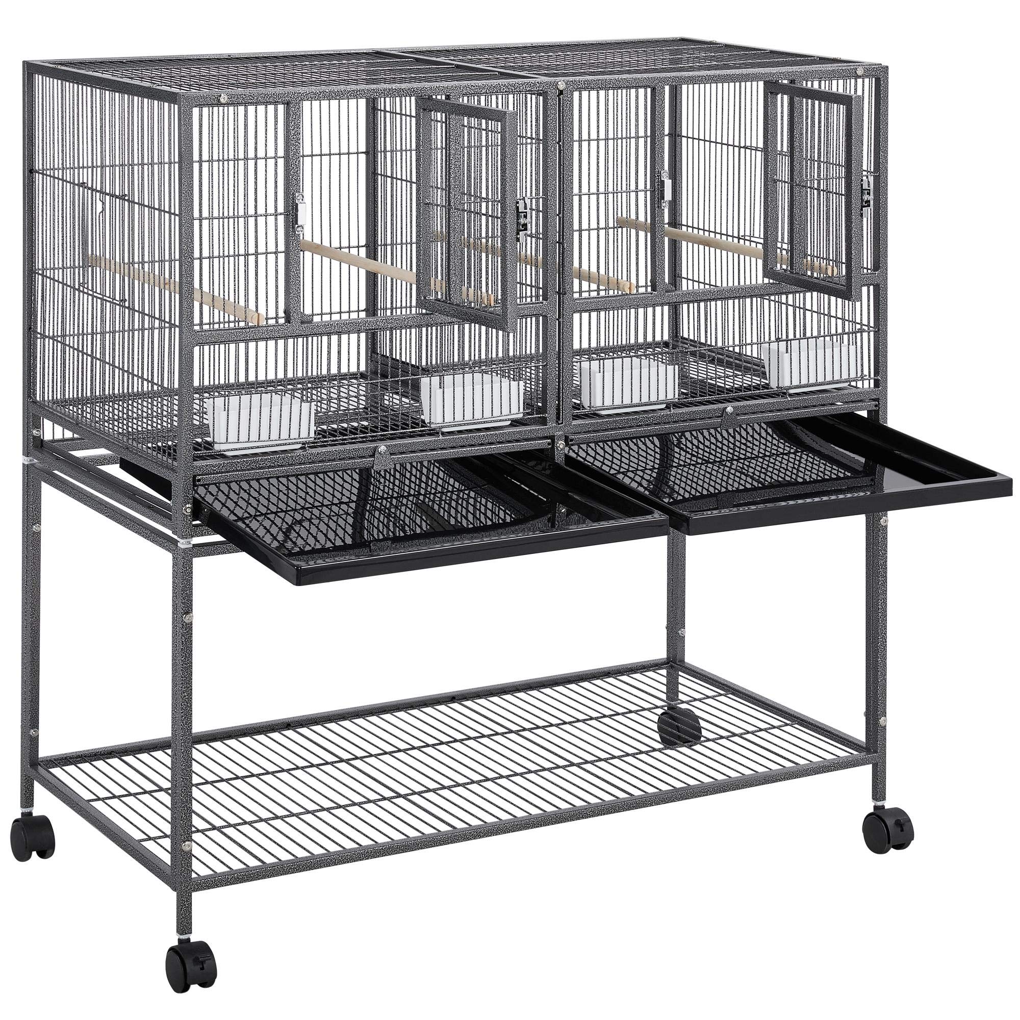 Yaheetech Large Stackable Bird Cage Wide Breeding Cage with Rolling