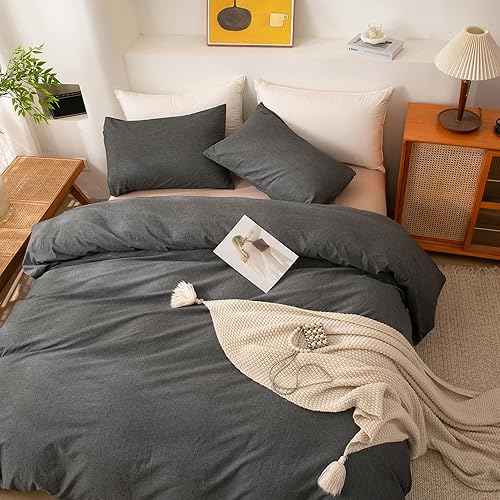 Miniatura 131 de ECOCOTT Funda de edredón tamaño King, juego de ropa de cama de 3 piezas, 100% algodón lavado, suave y transpirable con cierre de cremallera, 8 lazos