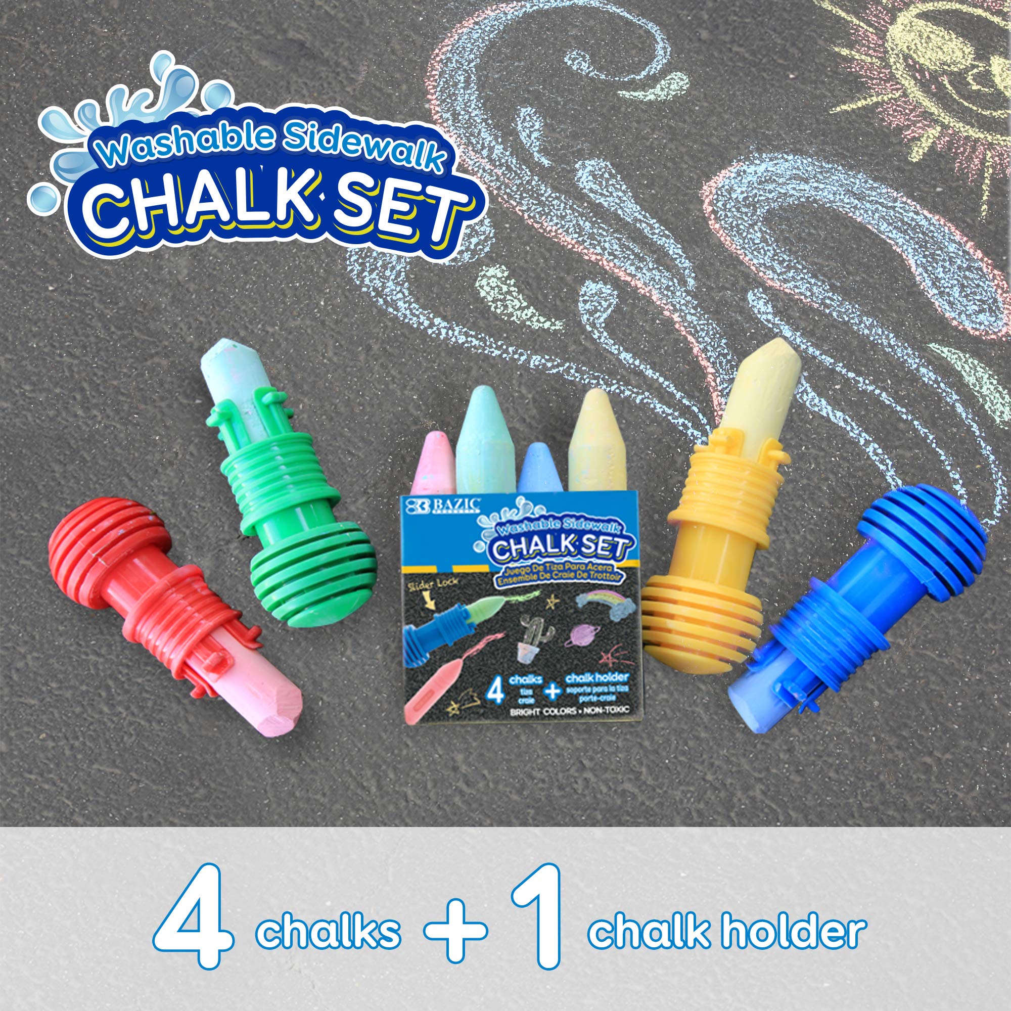 Amazon.com: BAZIC PRODUCTS Jumbo Sidewalk Chalks & Chalk Holders