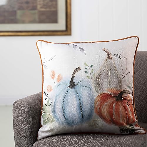Miniatura 6 de eUty Funda de almohada con estampado de calabaza y cuentas hechas a mano de 20 x 20 pulgadas, funda de almohada festiva para sofácama, funda de