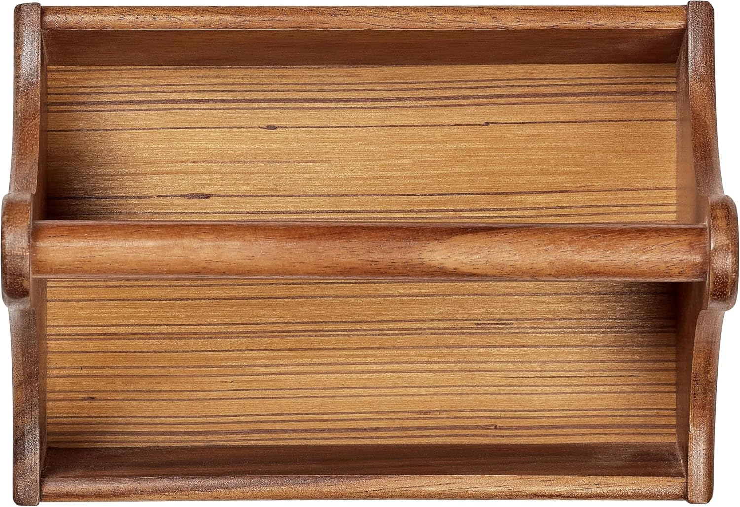 Tala Counter Display/Table Tidy With 2 Compartments And Bar Carry Handle In Lacquered Acacia