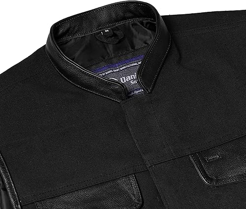 Miniatura 5 de Daniel Smart Mens Vest - Canvas material with Leather Detailing Motorcycle Vest for Mens with Concealment Armory Pocket