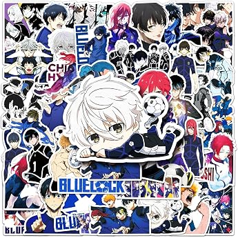 LYLSDSB Blue Lock Stickers Pack of 50 Waterproof Funny Cartoon Anime Stickers for Laptop Water Bottle Skateboard Luggage Bicycle Car Computer Vinyl Cute Cool Stickers for Teenagers Adults