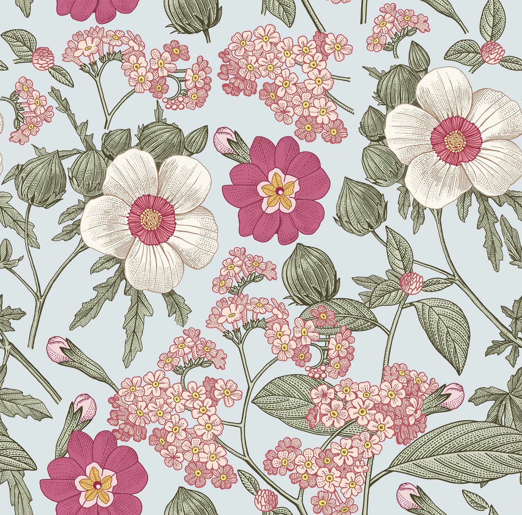 DacaiCloth Vintage Floral Peel and Stick Wallpaper, 44 x 300 cm, Sage Green and Pink, Self-Adhesive Removable Wall Covering for Home Bedroom Cabinets Thicken,17.3 x 118 inches