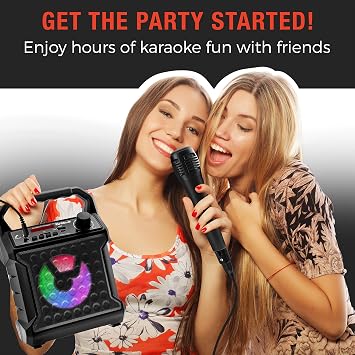 Risebass Karaoke Bluetooth Party Speaker with Microphone Portable Wireless Karaoke Machine for Indoor/Outdoor Parties Loud Speaker for Thanksgiving or Christmas SD, AUX, USB