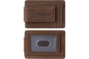 Genuine Leather Magnetic Front Pocket Money Clip Wallet RFID Blocking