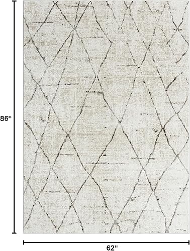 Miniatura 3 de Everwash Home Dynamix Treasure Alan - Alfombra geométrica moderna lavable a máquina, beigemarrón, 5.2 x 7.2 pies