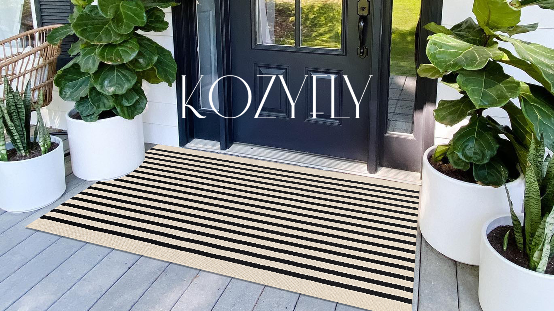 両面✨木更津柄✨ブラックスケルトン✨フロントスクリーン✨中サイズ✨飾りプレート Amazon.com: KOZYFLY Black and White Striped Doormat 2x3 Ft Small