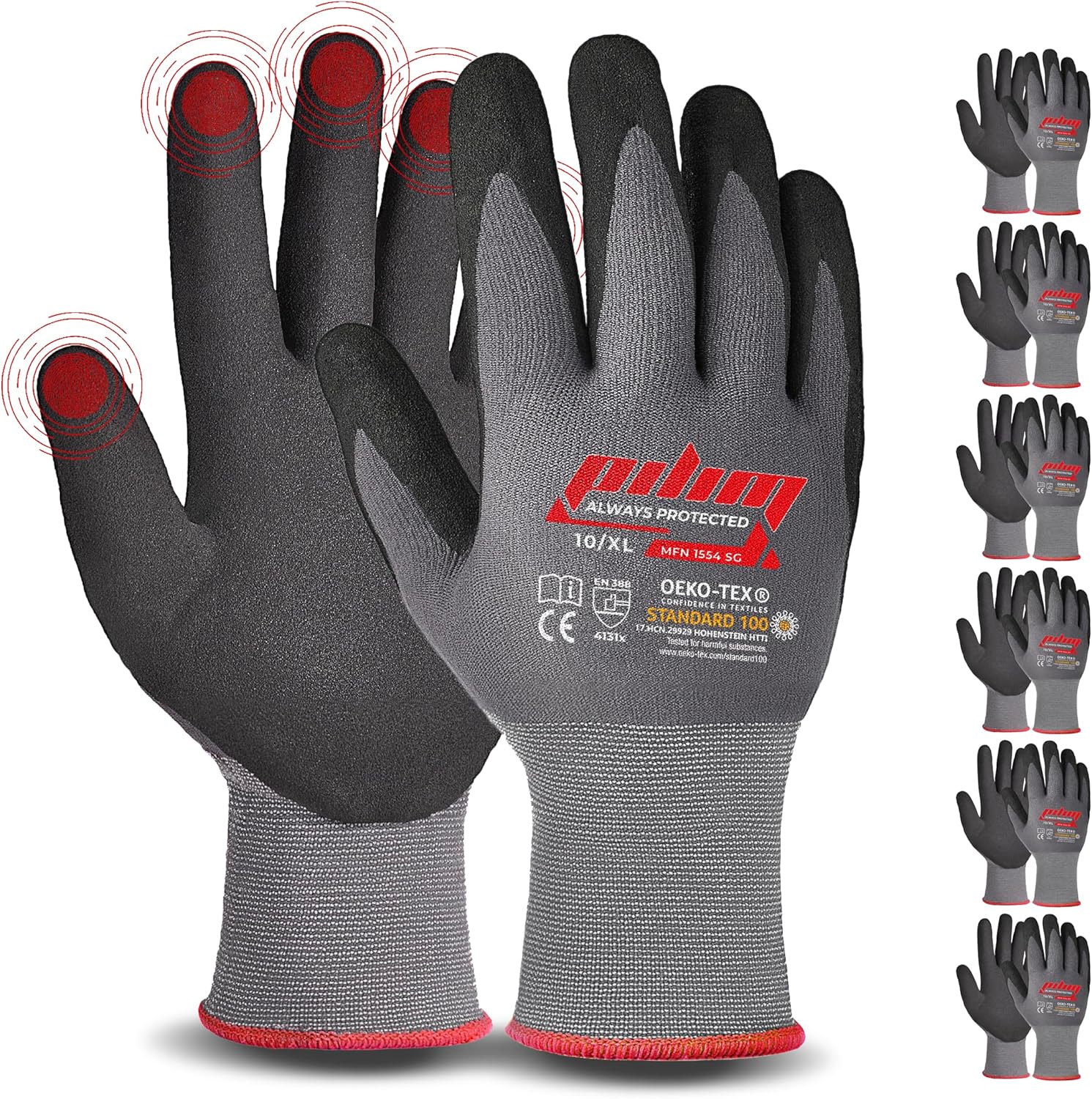 Work Gloves Men Women – MicroFoam Nitrile Superior Grip Touchscreen for Mechanics Warehouse Construction Gardening