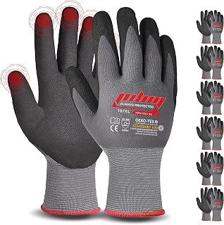 MicroFoam Nitril-beschichtete Arbeitshandschuhe – strapazierfähige Griffhandschuhe, Micro Foam Nitril-Sicherheitshandschuhe für Bau, Gartenarbeit und Mechanik (6 Paar, 10/X-Large)
