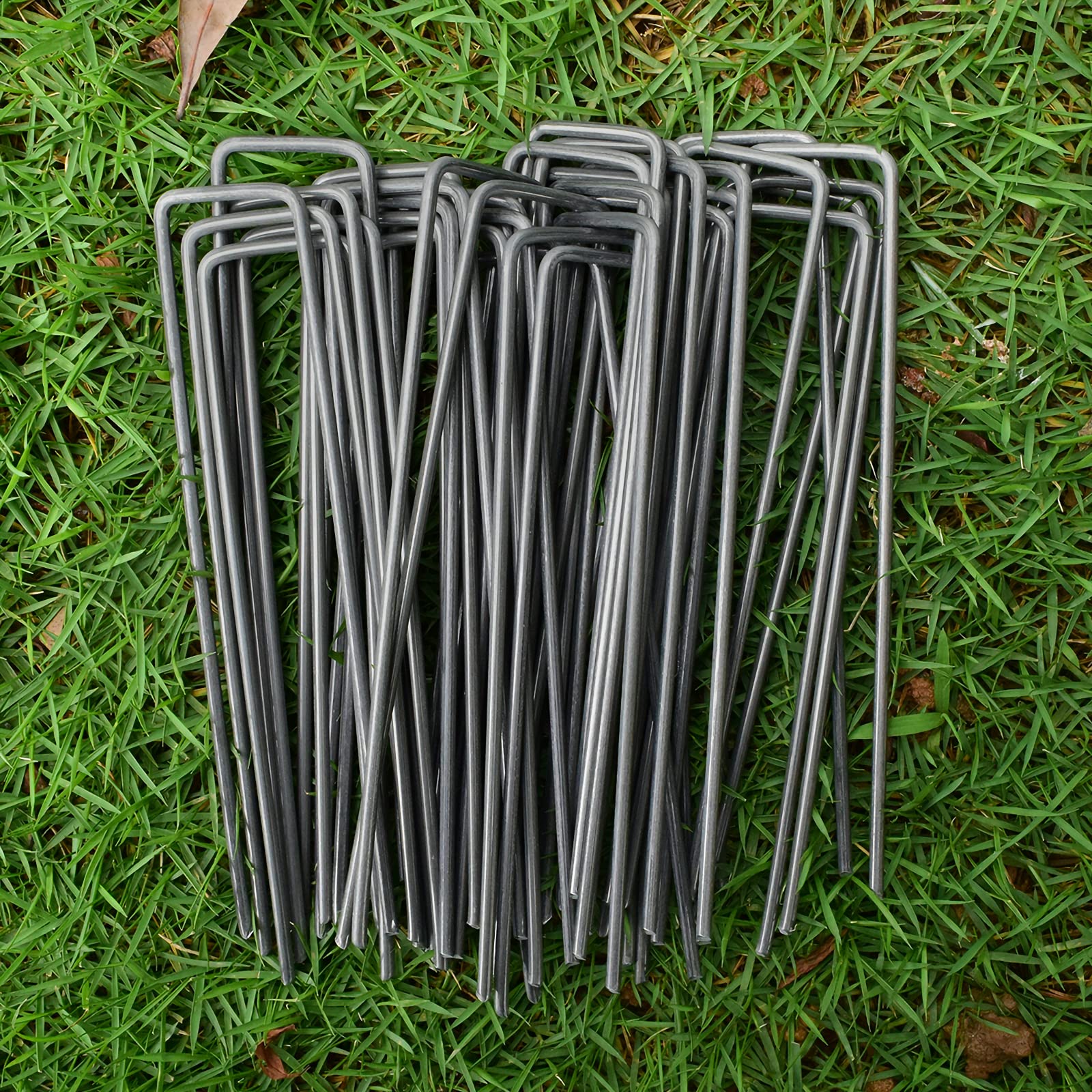 Herrman 200 Grapas para Suelo Grapas de sujeción 150 x 25 mm Ancho de Alambre de Acero 3,0 mm, Ancla de estaca para césped Pines en Forma de U jardín piquetas para asegurar Paisaje Hierba Tela