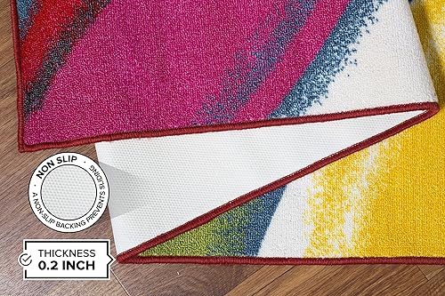 Miniatura 4 de Rugshop Alfombra moderna contemporánea antideslizante (antideslizante), 3 pies 3 pulgadas x 5 pies, multicolor