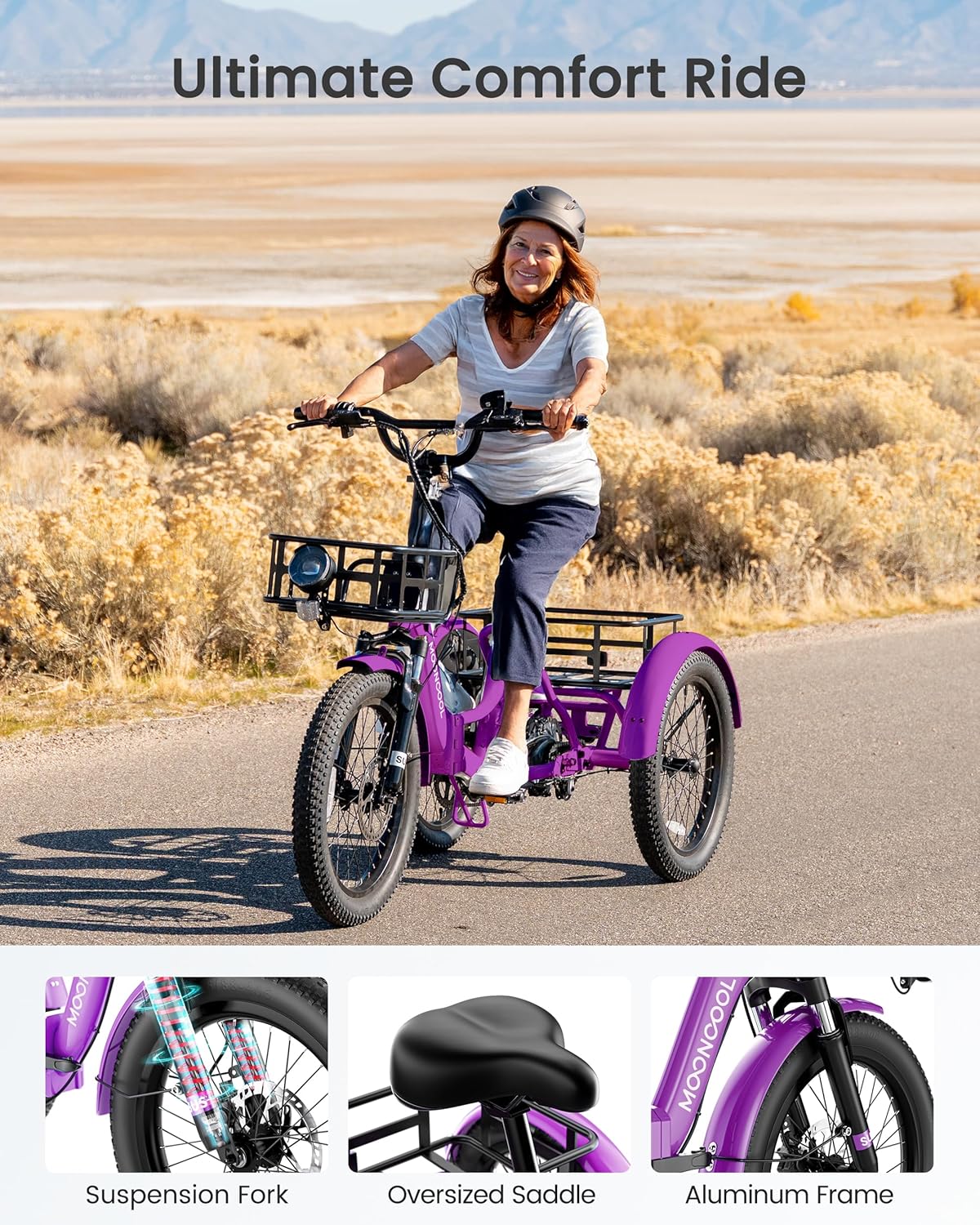 MOONCOOL TK1 Electric Tricycle with handlebars and front basket