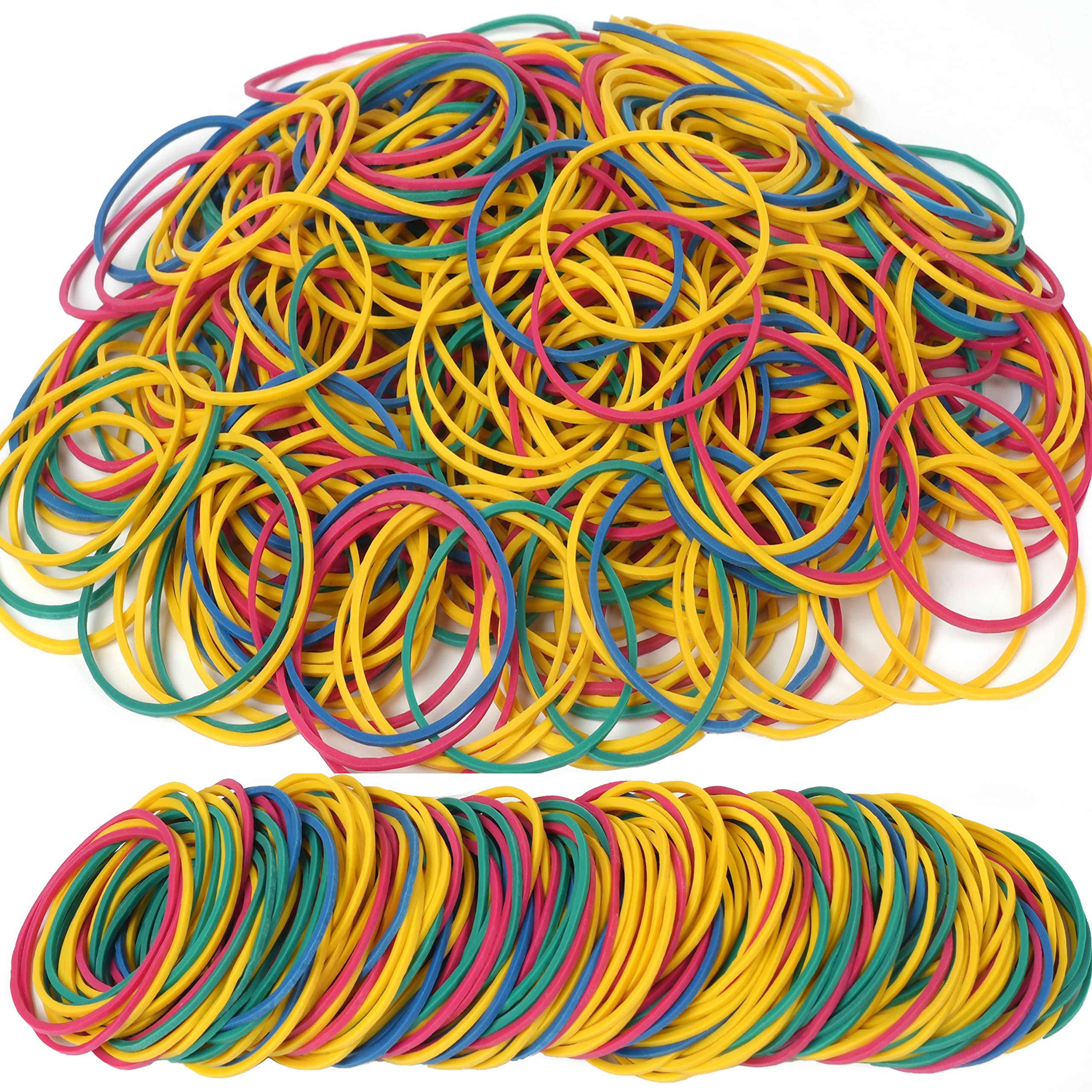 AOUOU Rubber Bands 60mmx1.5mm 530 Pcs Net Weight 190grams Diameter 38mm Elastic Rubber Band Colors Rubber Bands Office Supplies