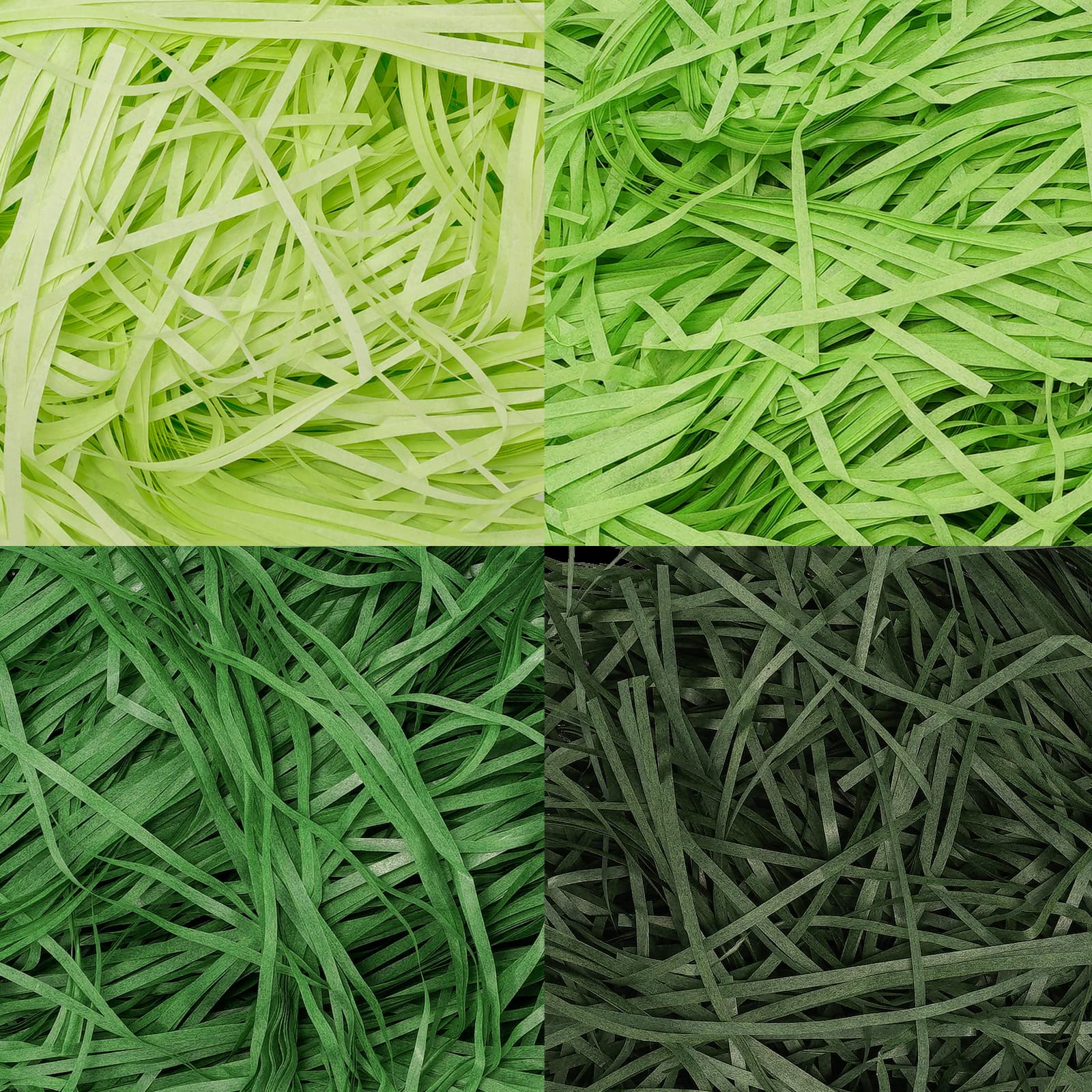 WhalineEaster Grass Raffia Paper Easter Basket Grass Green Theme Craft Shredded Tissue Raffia Gift Filler for Baskets Egg Stuffers Easter Egg Hunt Party Supplies Classroom Event Decorations, 7oz