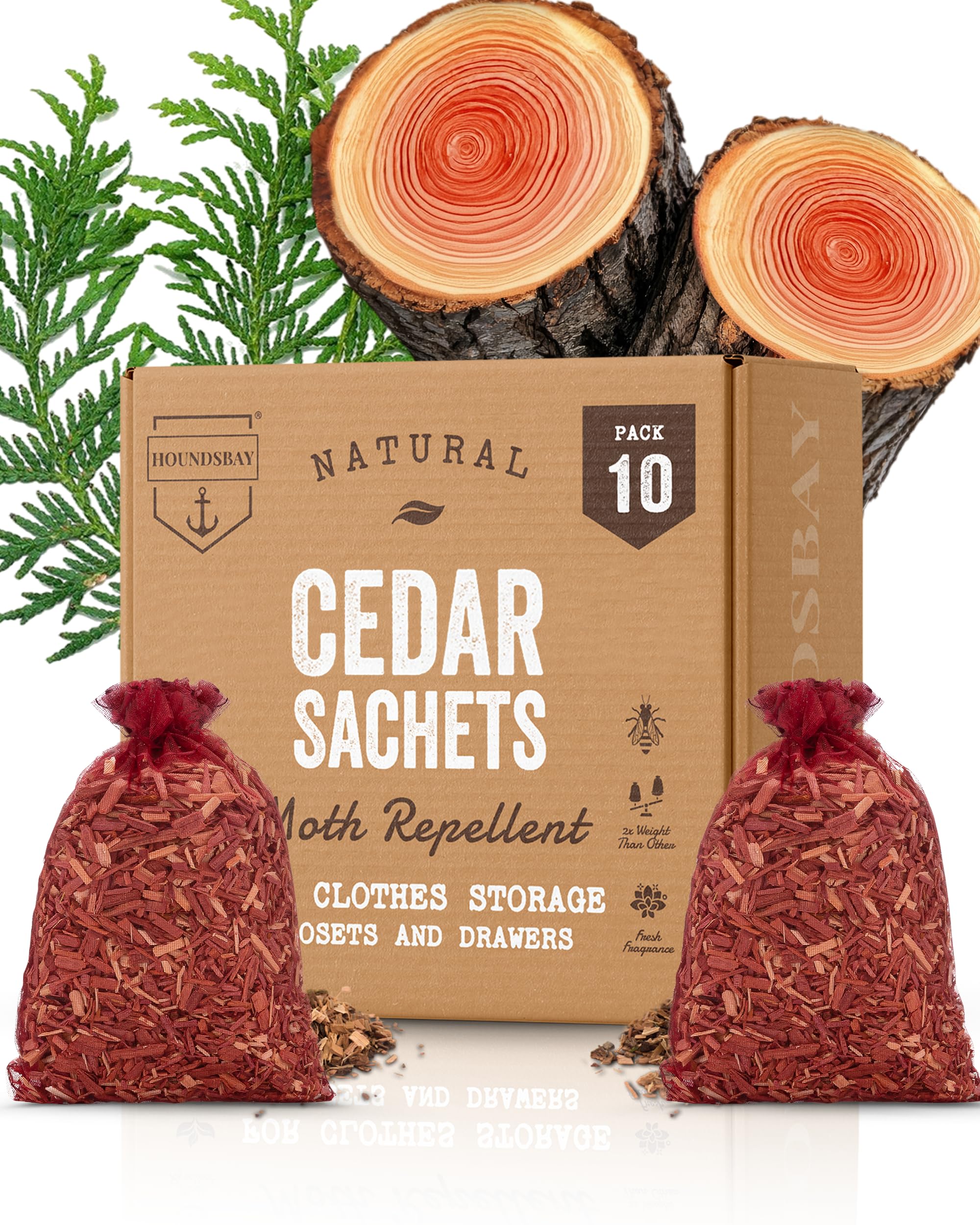 Cedar Sachet Bags, Fully Stuffed Scented Sachets with Hanger Hooks, Perfect for Closets, Drawers, Cars, Gym Bags, or Anyplace That Needs to Smell Better - Cedar Blocks for Clothes Storage