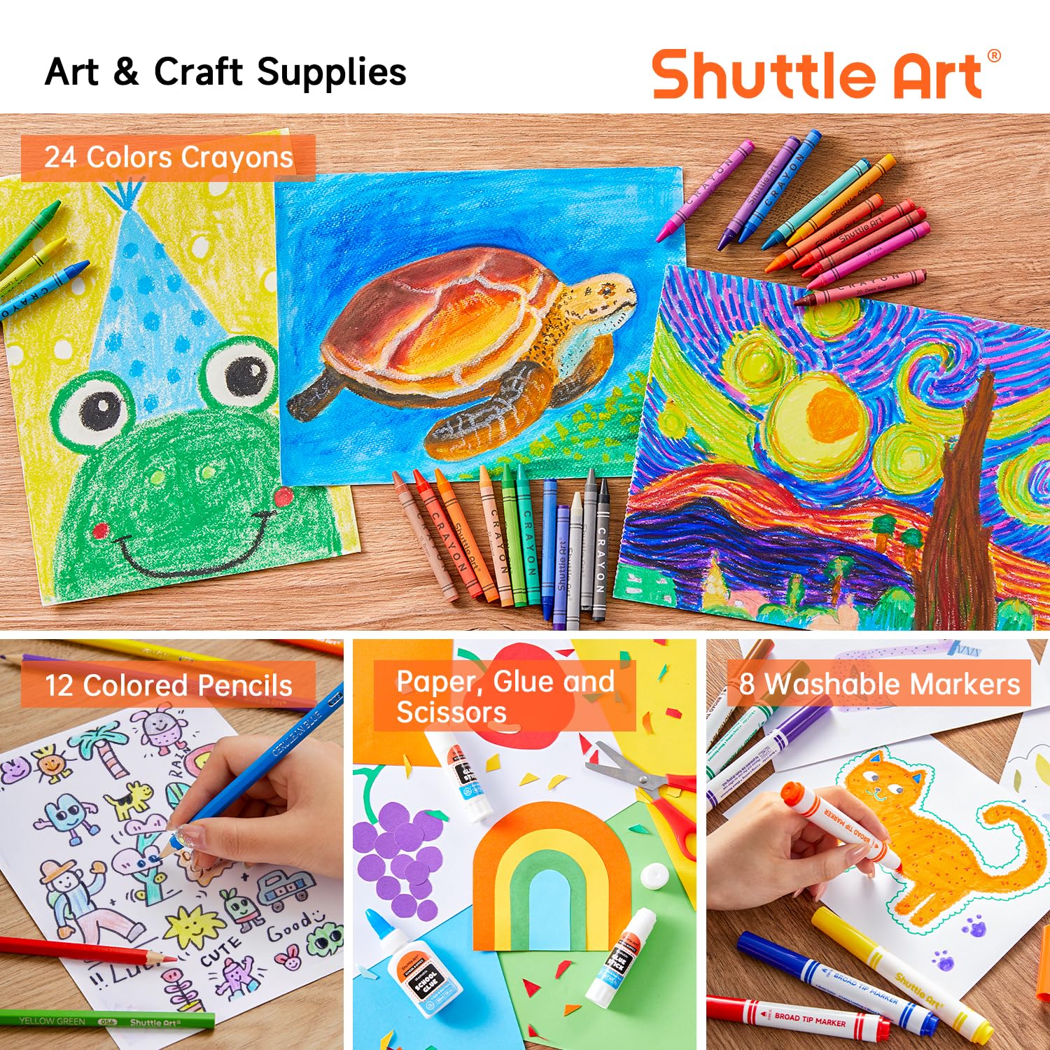 Shuttle Art 102 teiliges Schulsachen Set, Schulbedarf Box für Schulanfang, Einschulung, Malstifte, Schreibwaren für Kinder und Studenten, Bleistifte, Stifte, Marker, Radiergummis, Notizbücher, Ordner