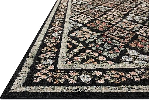 Miniatura 4 de Loloi Rifle Paper Co. Laurel Collection Parquet LAU-04 - Alfombra de área negra y multicolor de 5 pies y 3 pulgadas x 7 pies 8 pulgadas