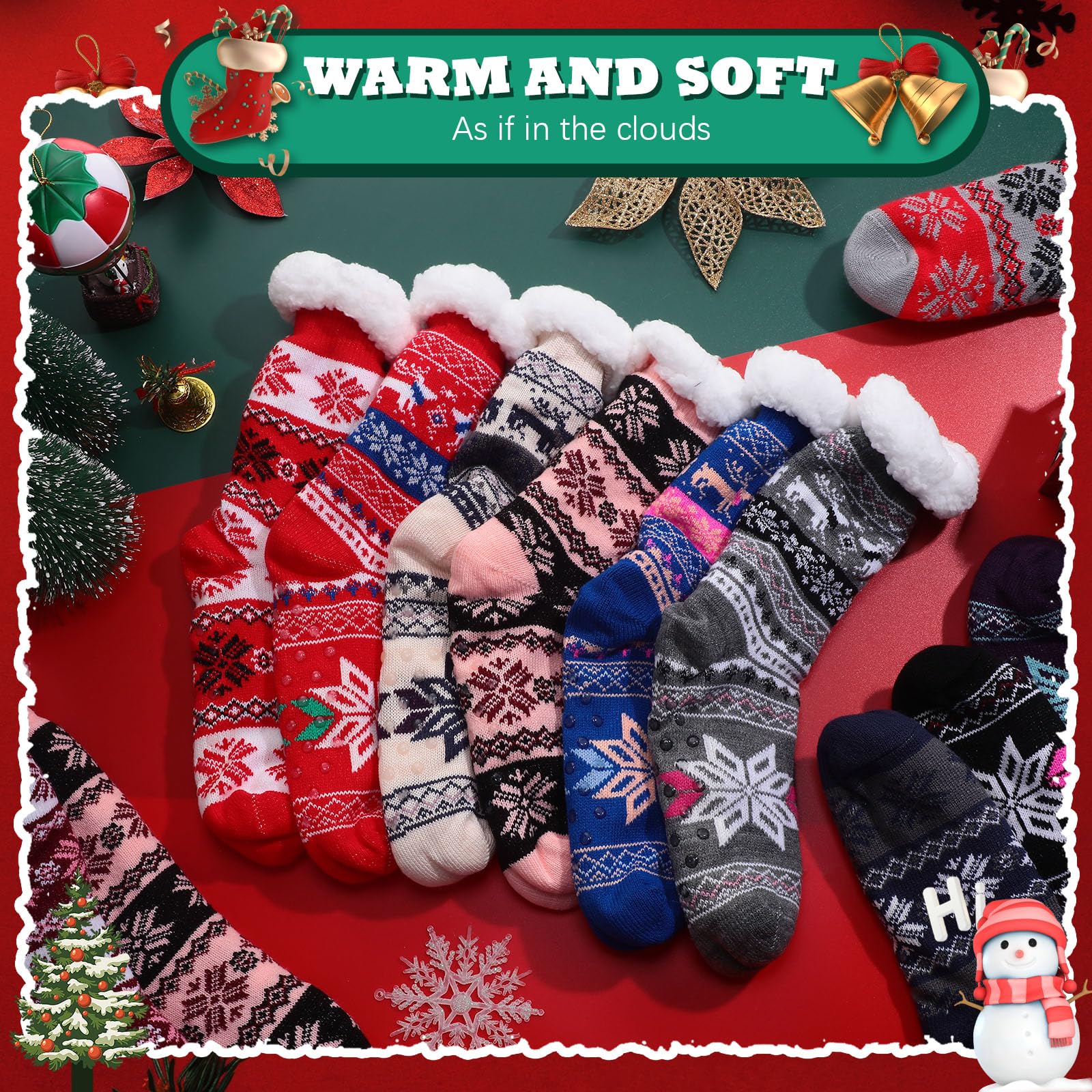 Liitrsh 12 Paar flauschige Thermosocken für den Winter, Urlaub, Weihnachten, Geburtstag, Geschenk, 12 Paar, Mehrfarbig, Einheitsgröße