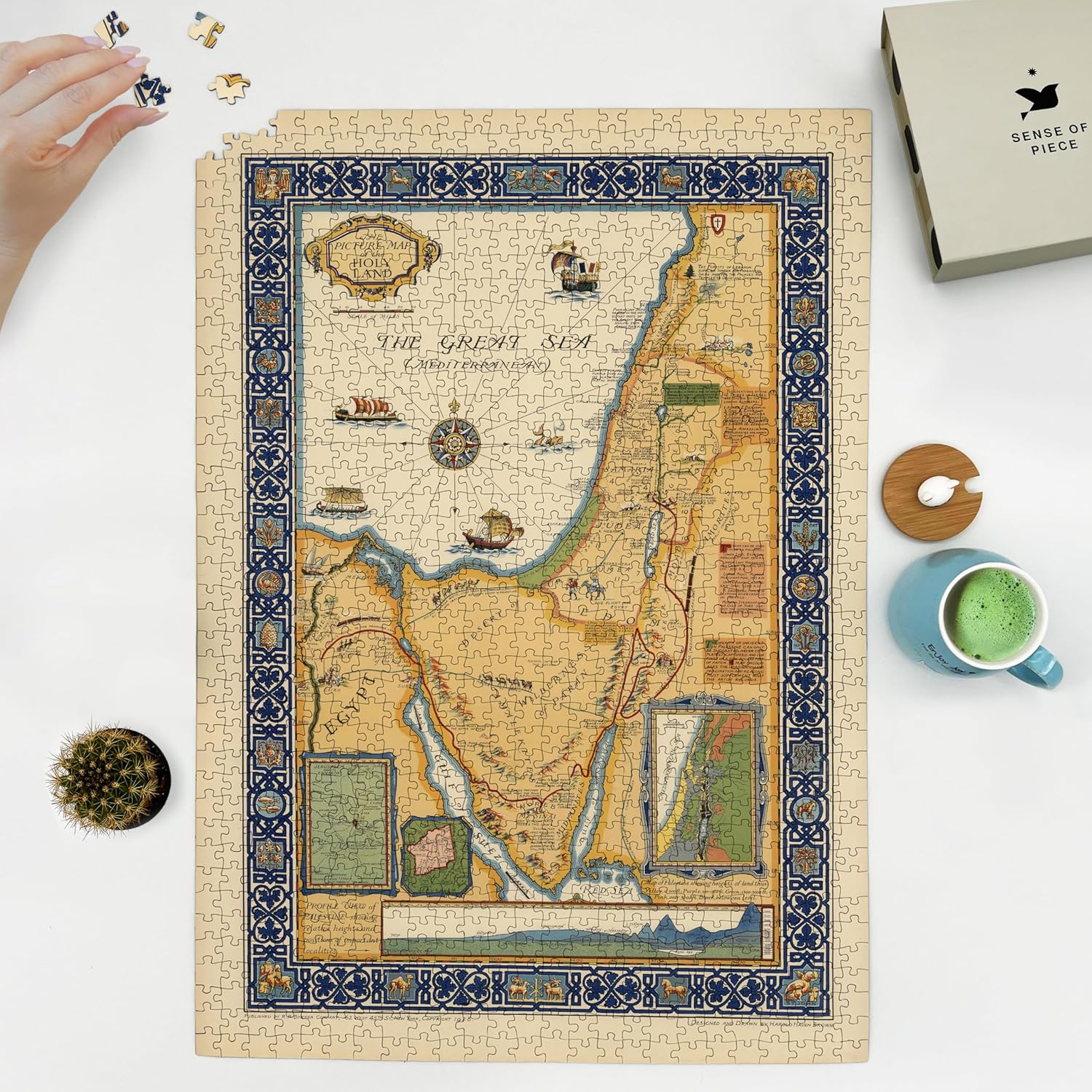 1000 Piece Puzzle | 1928 The Picture map of The Holy Land | Biblical Puzzles for Adults