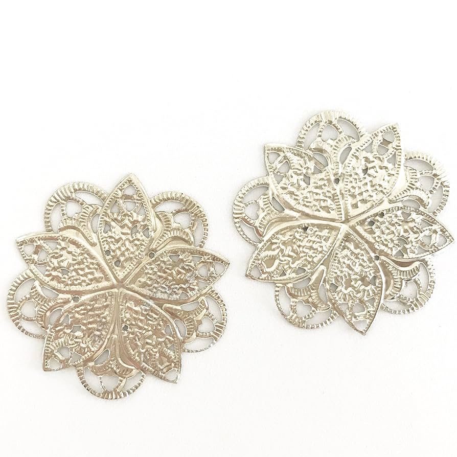 Amazon | 【ハンドメイド素材店チャチャ】シルバー 花 透かし