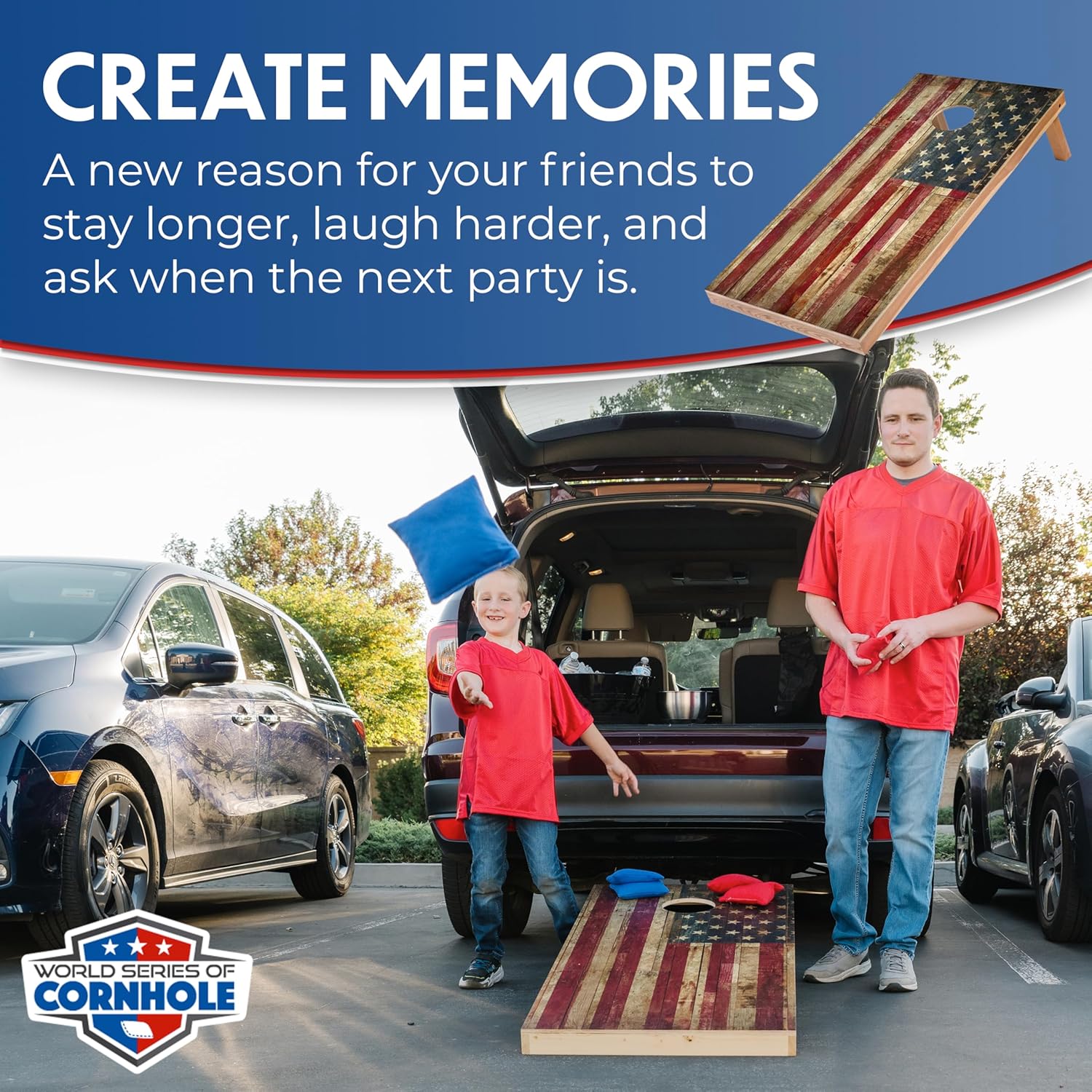 World Series of Cornhole Regulation Size Cornhole Boards – Lightweight & Durable All-Wood Construction | Backyard Bean Bag Toss Set | Rugged Outdoor Game for Tailgates, BBQs, & Backyard Battles