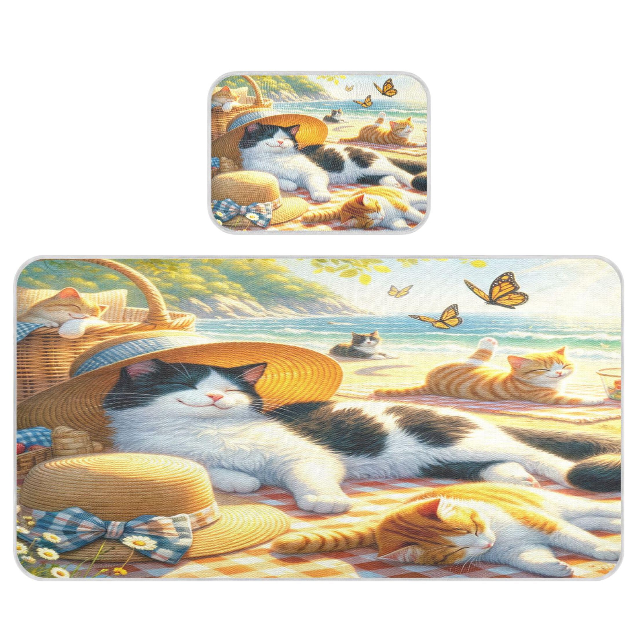 Takiito Summer Holiday Cats Baby Cooling Mattress Pad, Soft & Breathable Cooling Mat Keep Baby Cool in Summer 28x52 in, Nursery Essential