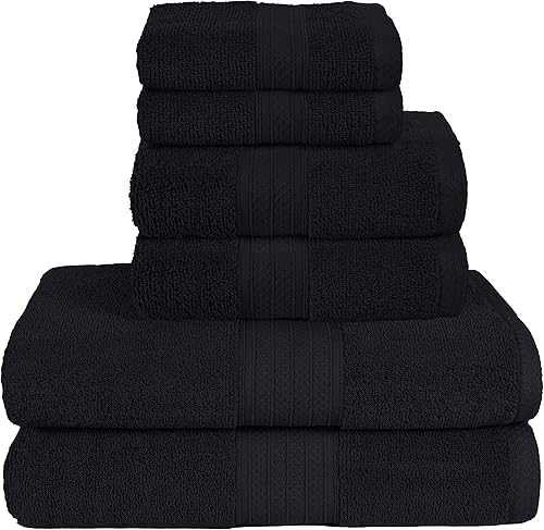 GLAMBURG Juego de toallas de 6 piezas, 100% algodón peinado, 2 toallas de baño, 2 toallas de mano, 2 paños de lavado, calidad de hotel de lujo de