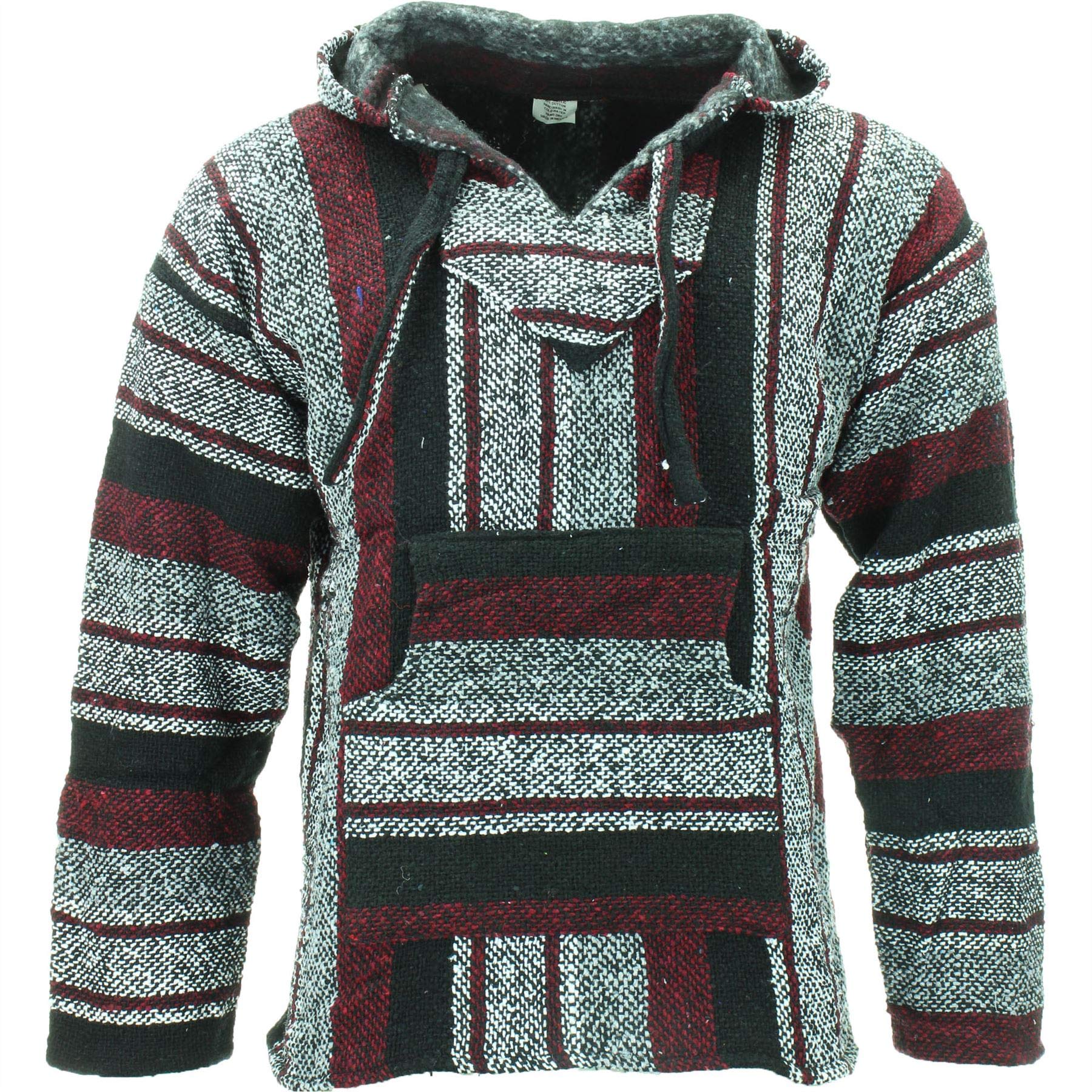Siesta Mexican Baja Hoodie Maroon Black - M
