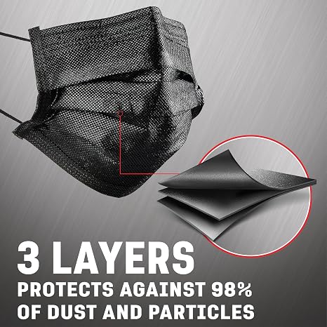 Venom Steel Heavy Duty Barrier Black Face Mask, Fluid and Splash Resistant, 75 Count