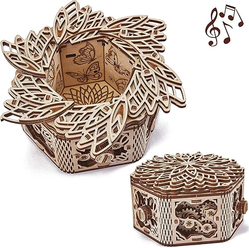 Wood Trick Mystery Flower Für Elise Wooden Music Box Kit - Woodworking Gifts For Teens