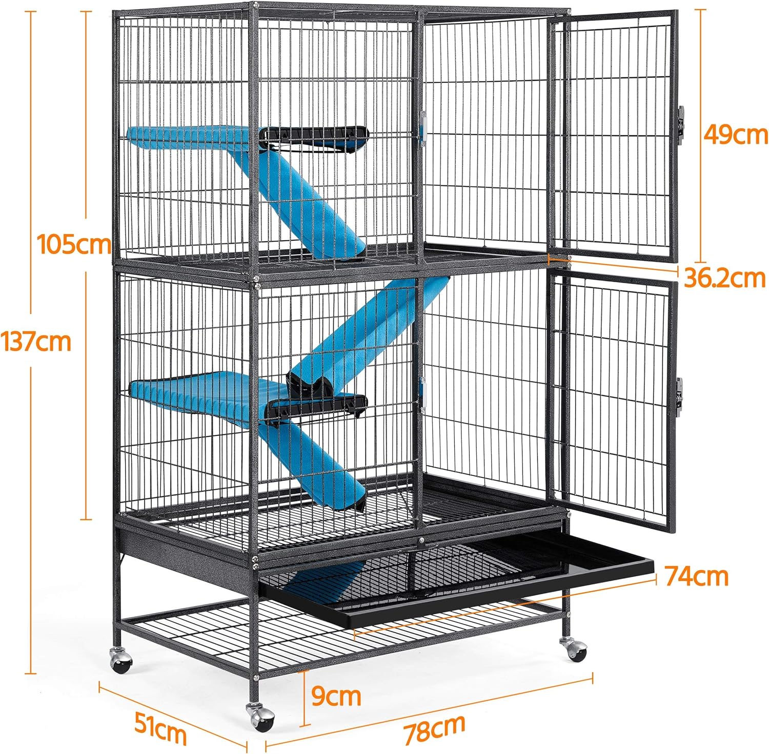 Yaheetech Grande Cage Pour Rongeur Niveaux, Cage Pour Furets/écureuils